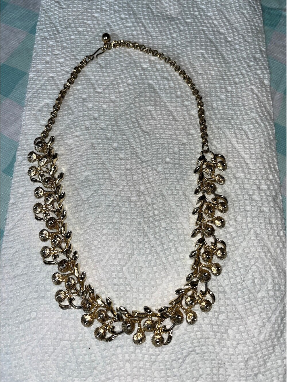 Gold Tone Rhinestone Statement Necklace